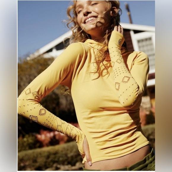 FP Movement by Free People Tops - Free People Movement Seamless Good Karma Hoodie in Yellow XS/S